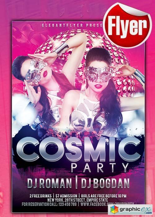 Cosmic Party Flyer Template + Facebook Cover