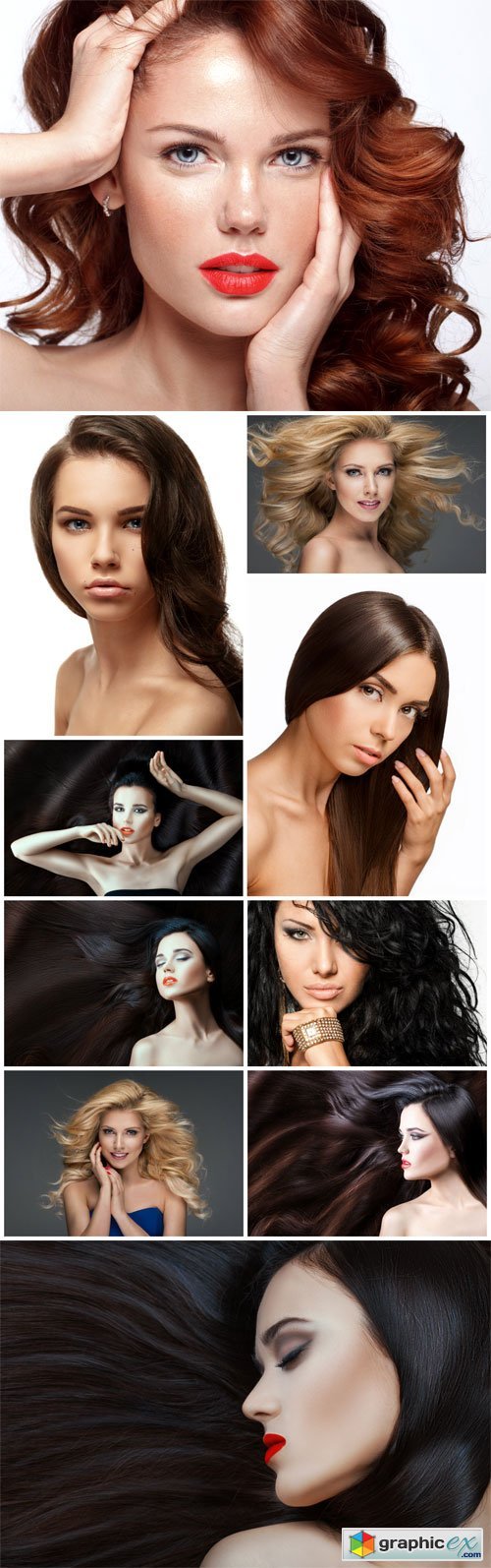 Women with beautiful hair, brunette, blonde - Stock photo