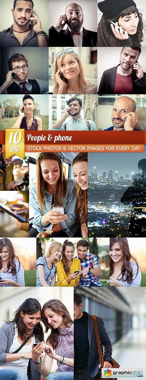 People & phone, 10 x UHQ JPEG