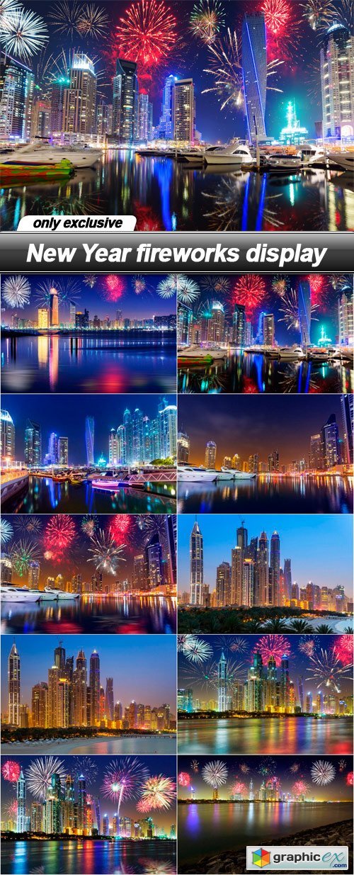 New Year fireworks display - 10 UHQ JPEG
