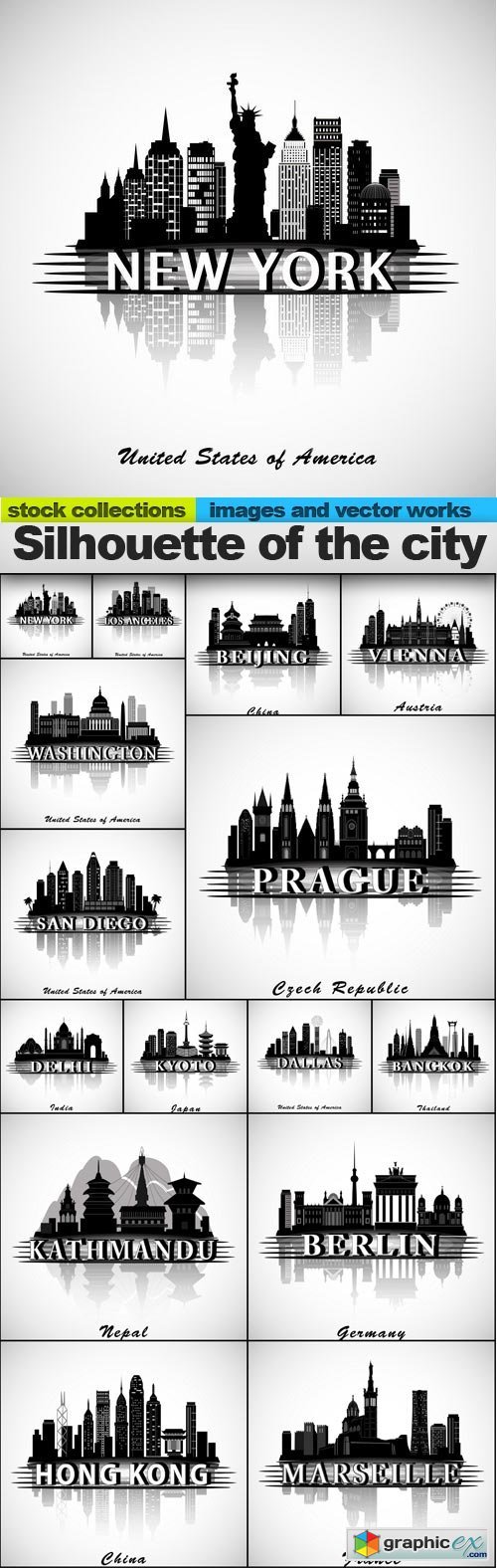 Silhouette of the city, 15 xEPS