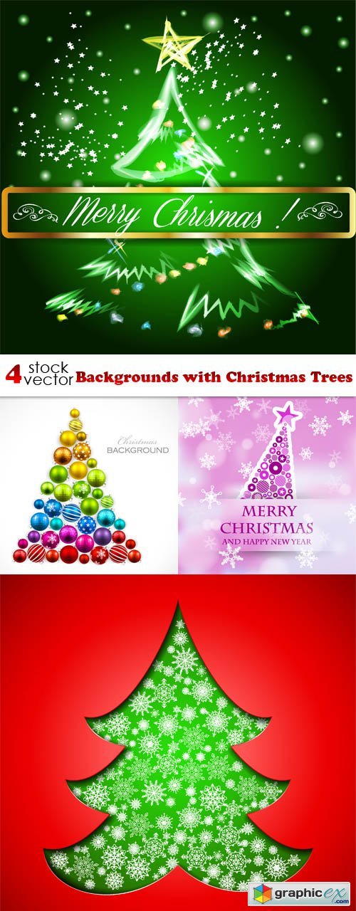 Vectors - Backgrounds with Christmas Trees
