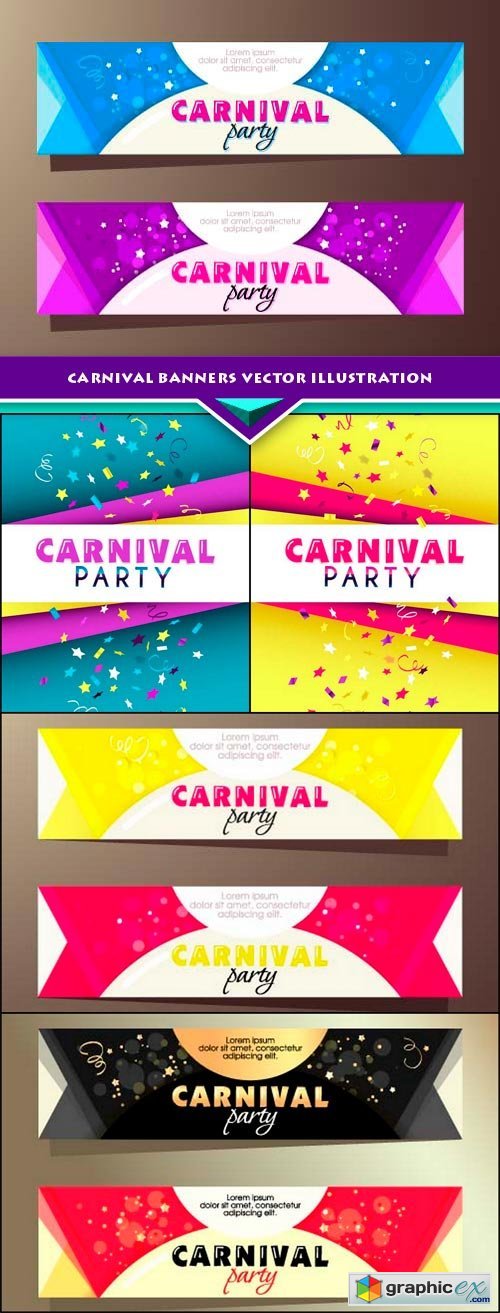 Carnival banners Vector illustration 5x EPS