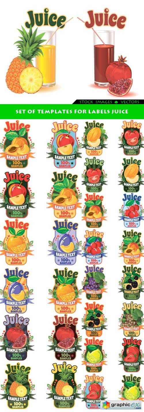 Set of templates for labels juice 8x EPS