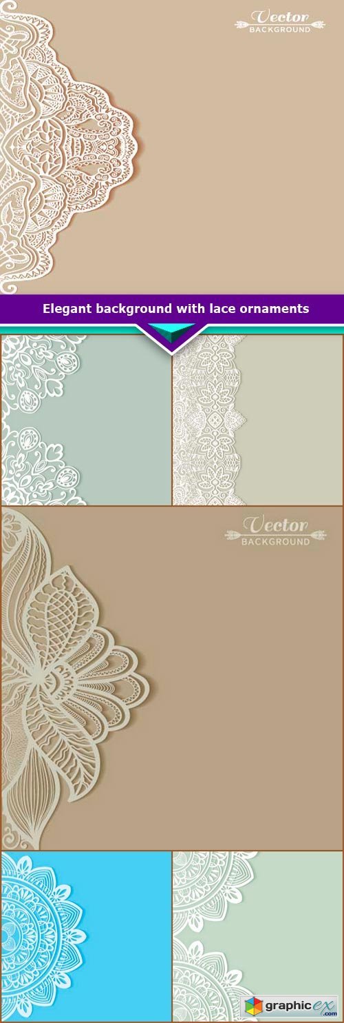 Elegant background with lace ornaments 6x EPS