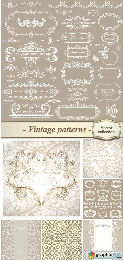 Vintage ornaments, floral backgrounds - stock vector