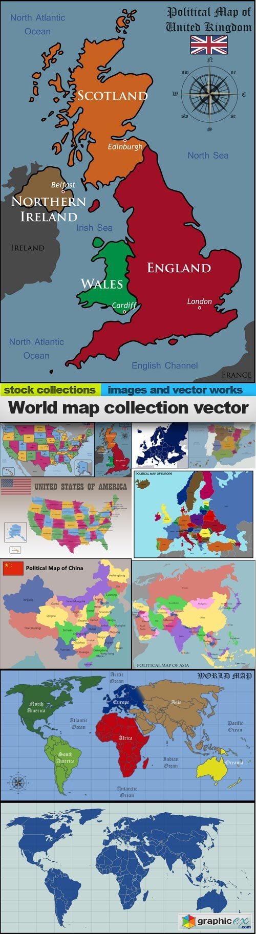 World map collection vector, 10 x EPS