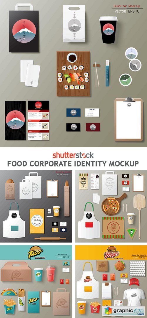 Food Corporate Identity Mockup - 5xEPS