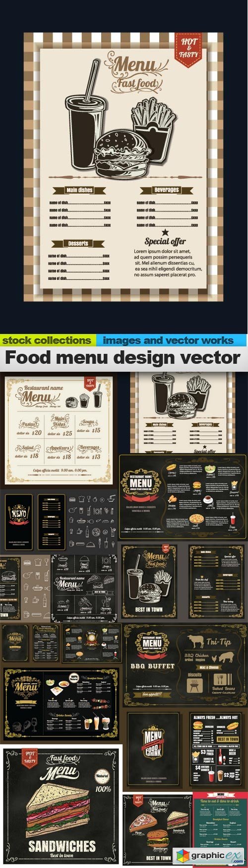 Food menu design vector,  15 x EPS