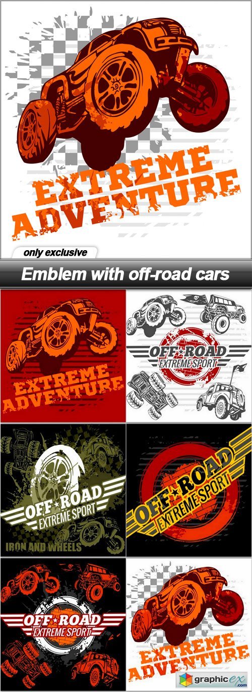 Emblem with off-road cars - 6 EPS
