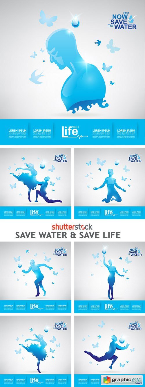 Save Water And Save Life - 8xEPS