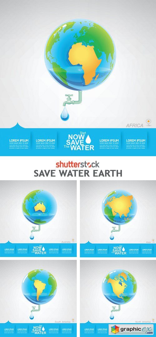 Save Water Earth - 5xEPS