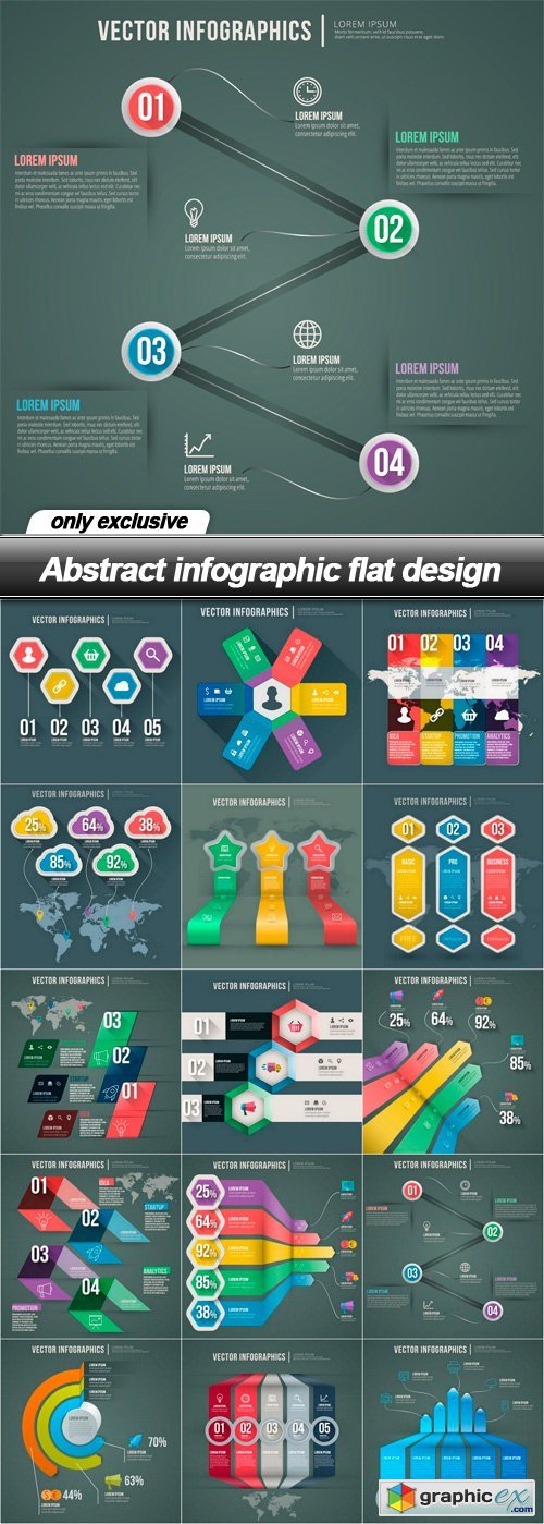 Abstract infographic flat design - 15 EPS