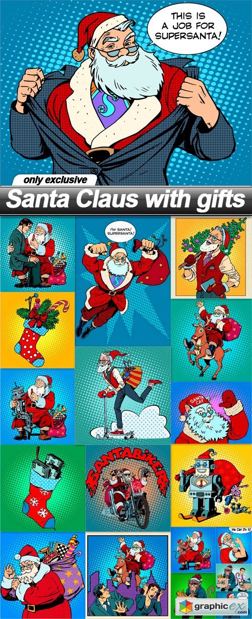 Santa Claus with gifts - 18 EPS