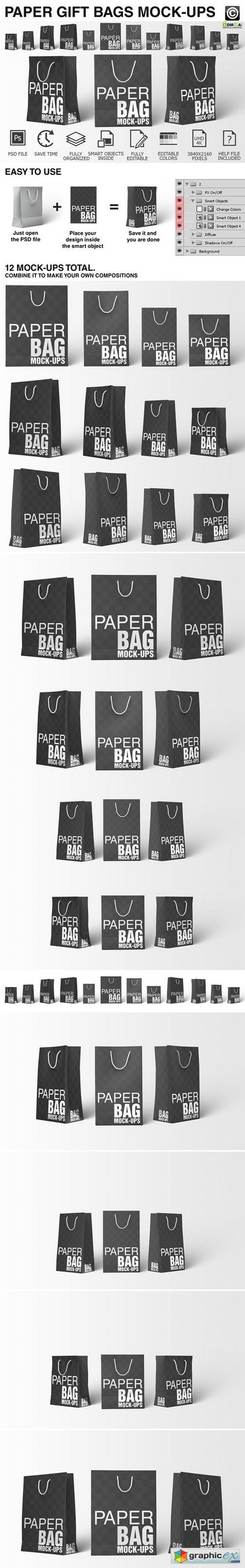 Paper Shopping Bag Mockups Bundle