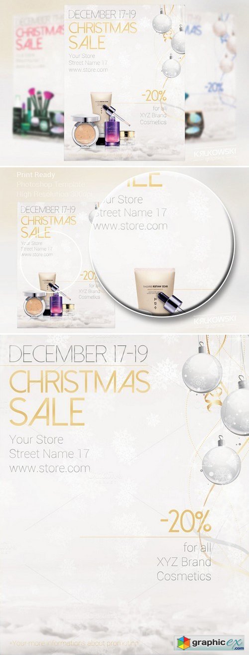 White Christmas Sale Flyer Template