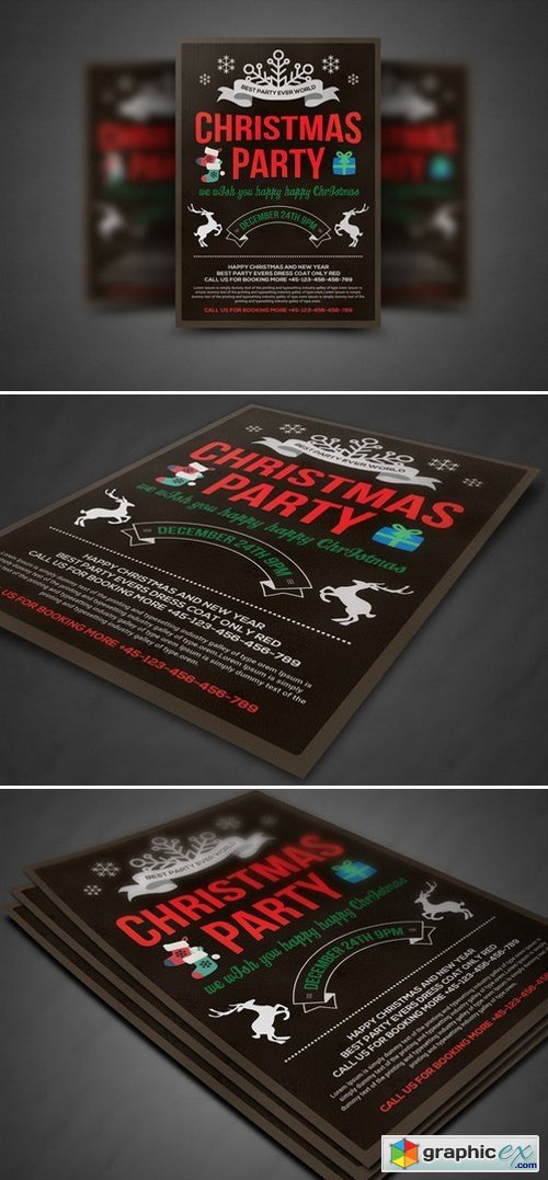 Merry Christmas Party Flyer Template 432189