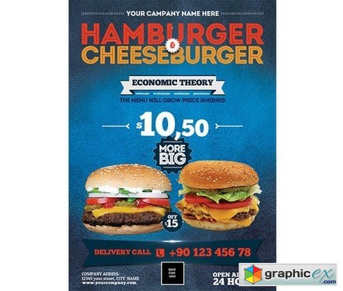Hamburger Cheeseburger flyer a4 v3