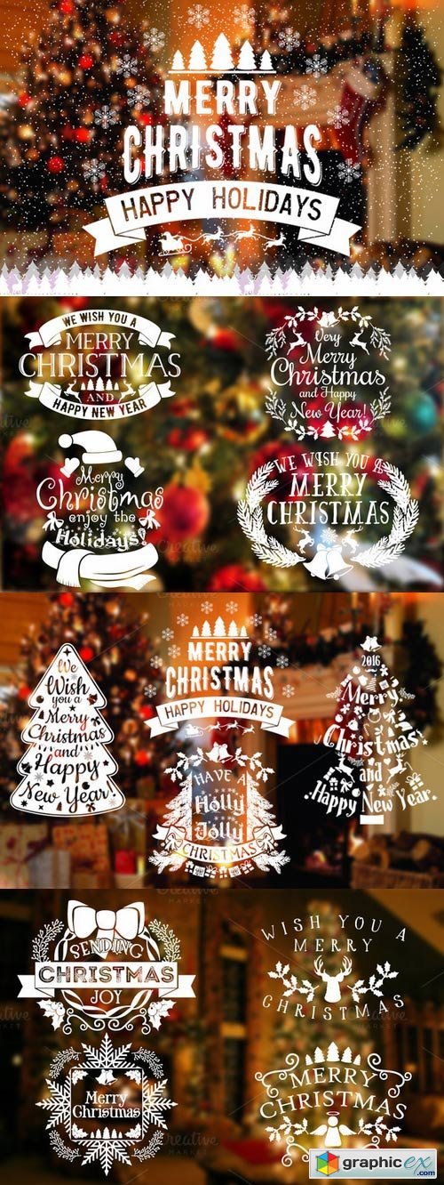 12 New Year/Christmas Labels&Badges