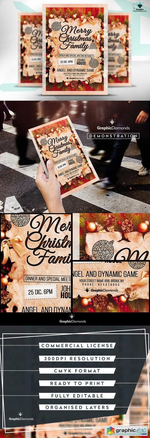 Merry Christmas Family Flyer PSD