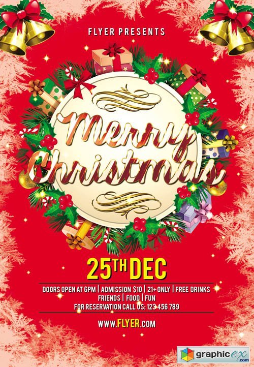 Merry Christmas  Flyer PSD Template + Facebook Cover