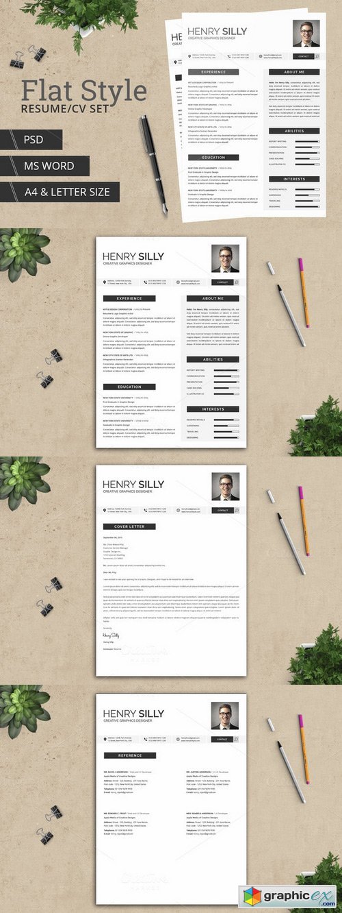 Flat Style Resume/CV - With MS Word