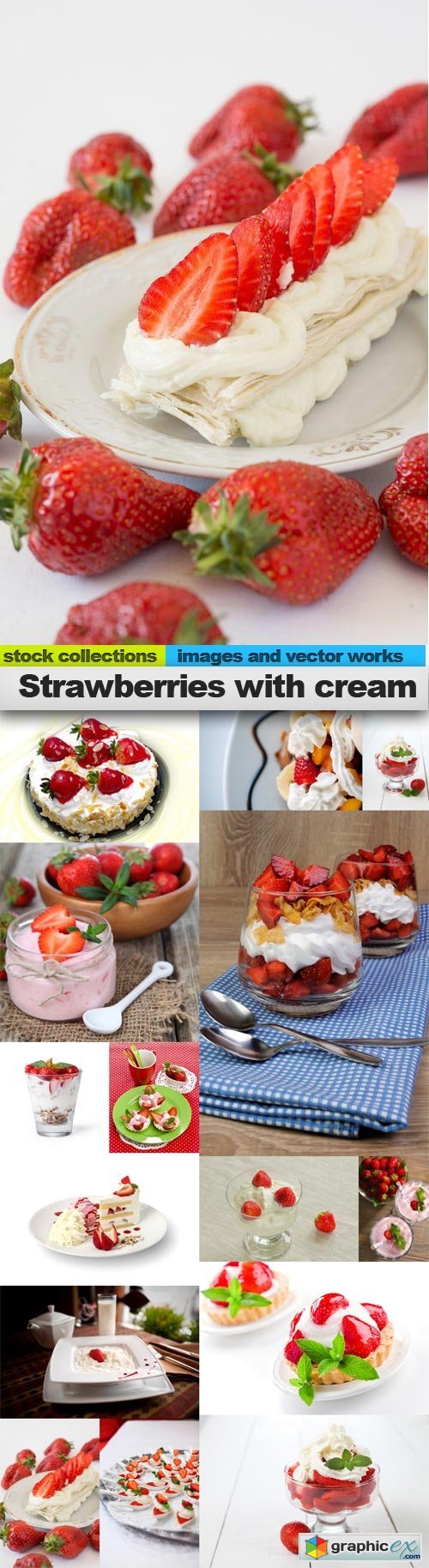 Strawberries with cream, 15 x UHQ JPEG
