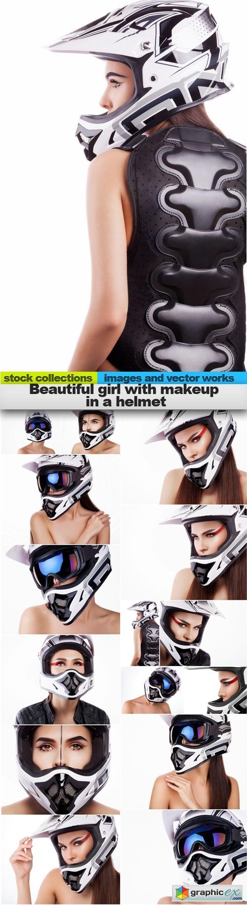 Beautiful girl with makeup in a helmet, 15 x UHQ JPEG