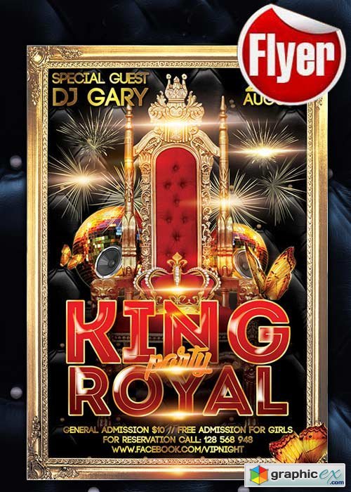 King Royal Party Flyer Template + Facebook Cover