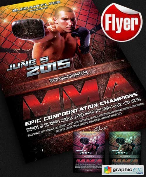 MMA Flyer Template + Facebook Cover