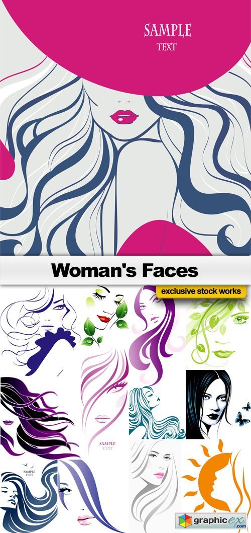 Womans Faces - 25x EPS