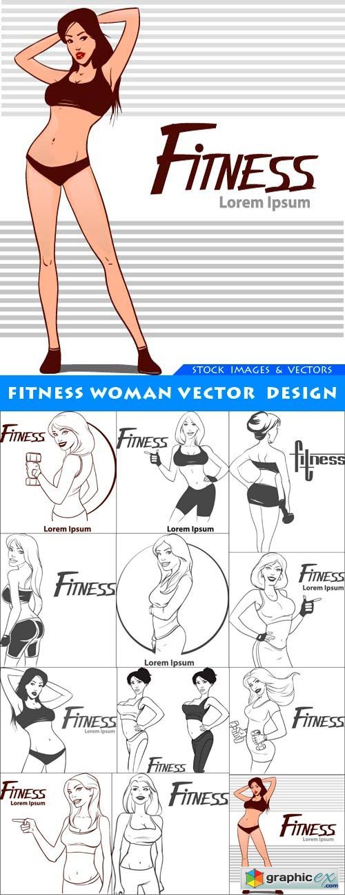 Fitness woman vector design 12X EPS