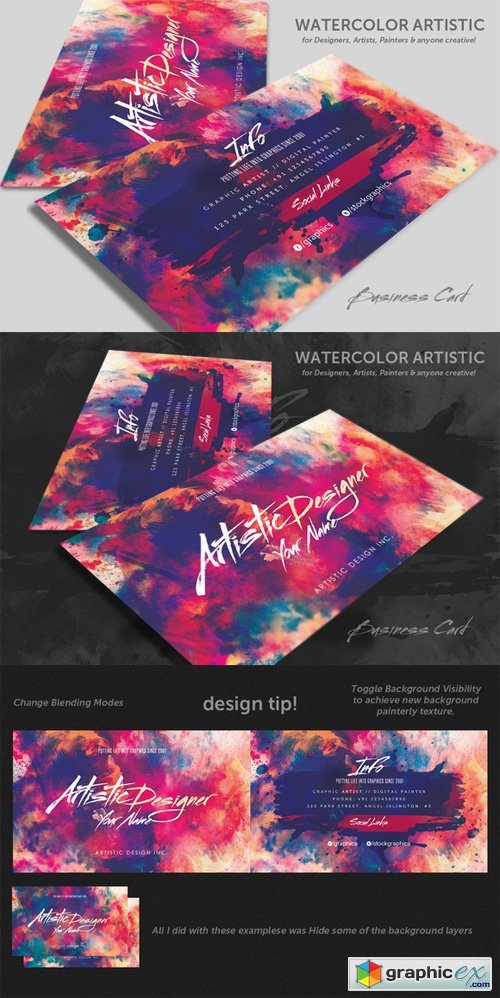 Watercolour Artistic Business Card