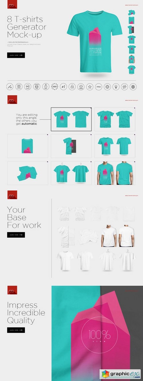 8 T-Shirt with One Click Mock-up 450578
