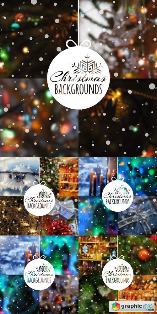 Set of Blurred Vector Christmas Backgrounds