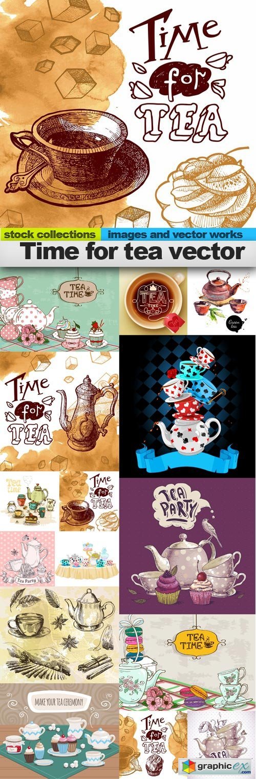 Time for tea vector, 15 xEPS