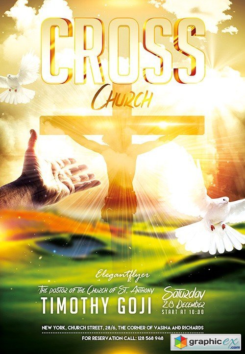 Church Cross Flyer PSD Template + Facebook Cover