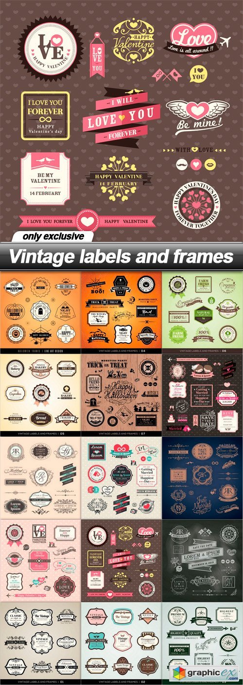 Vintage labels and frames - 15 EPS