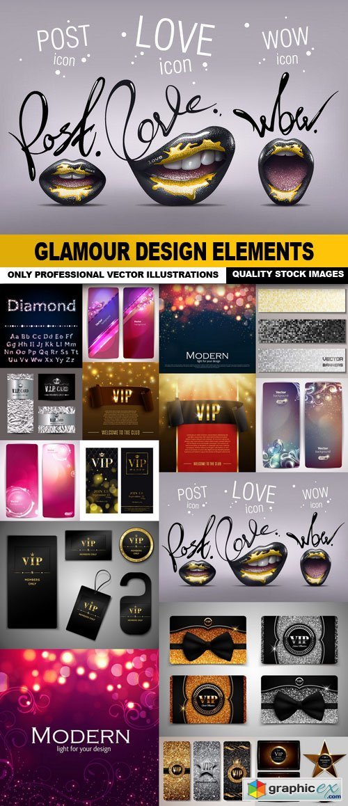 Glamour Design Elements - 16 Vector