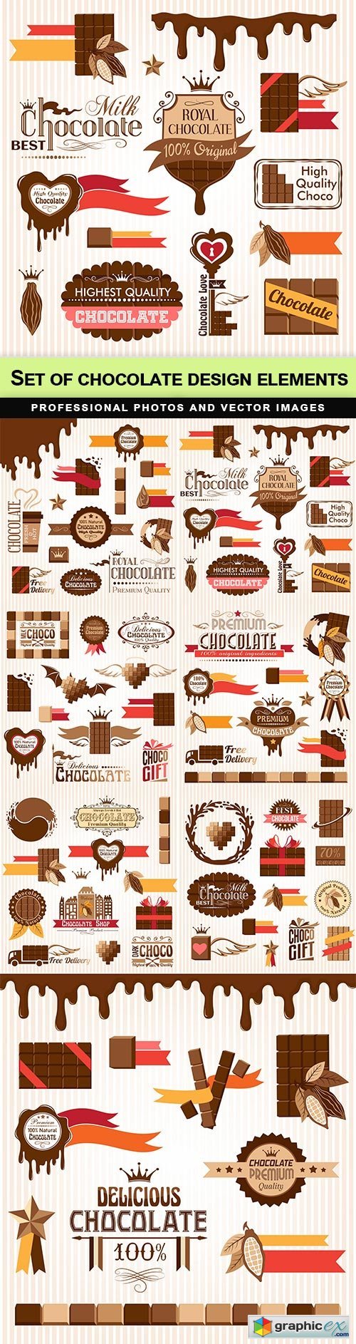 Set of chocolate design elements - 7 EPS