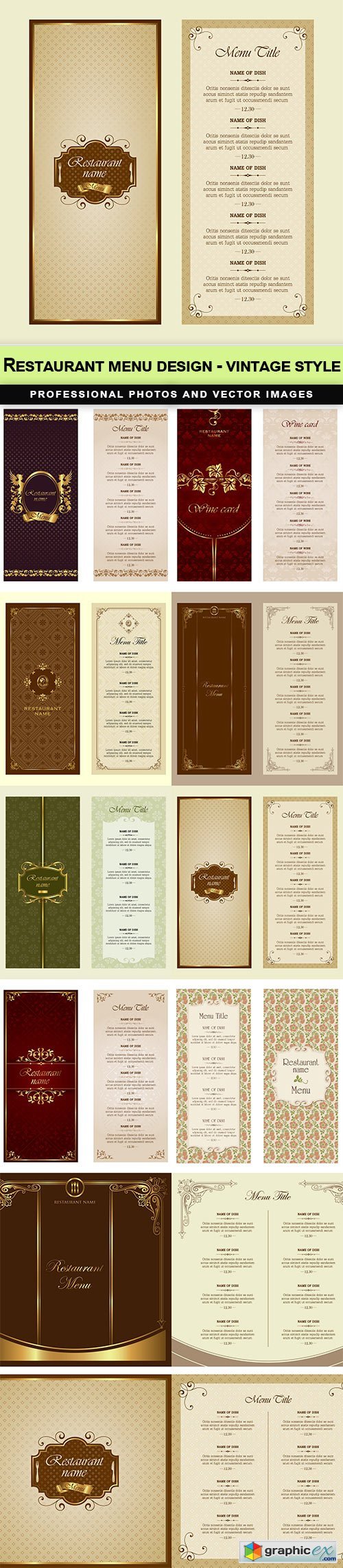 Restaurant menu design - vintage style - 9 EPS