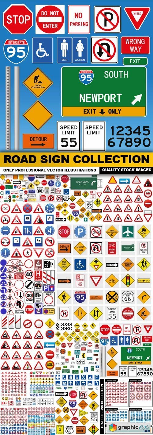 Road Sign Collection - 25 Vector