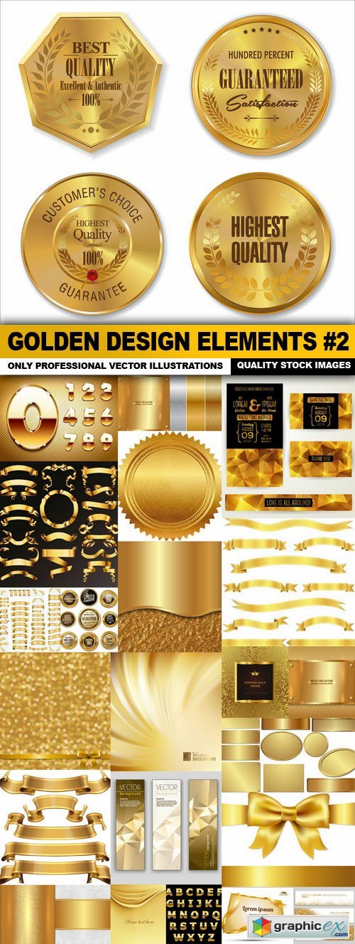 Golden Design Elements #2 - 25 Vector