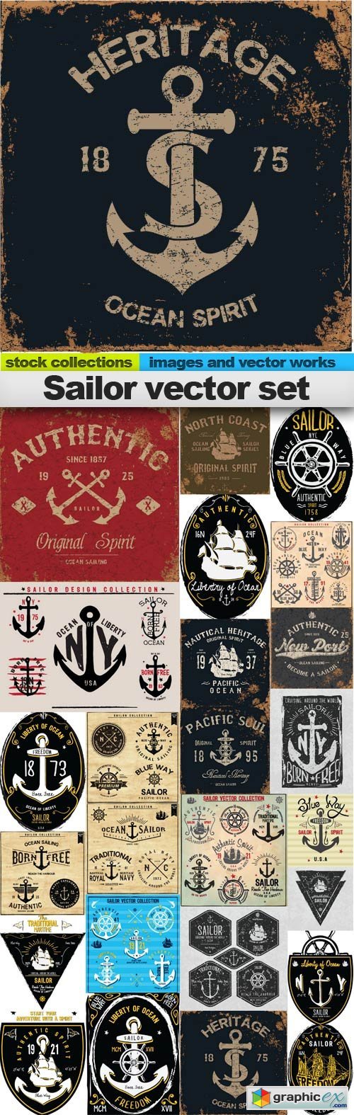 Sailor vector set,25 x EPS