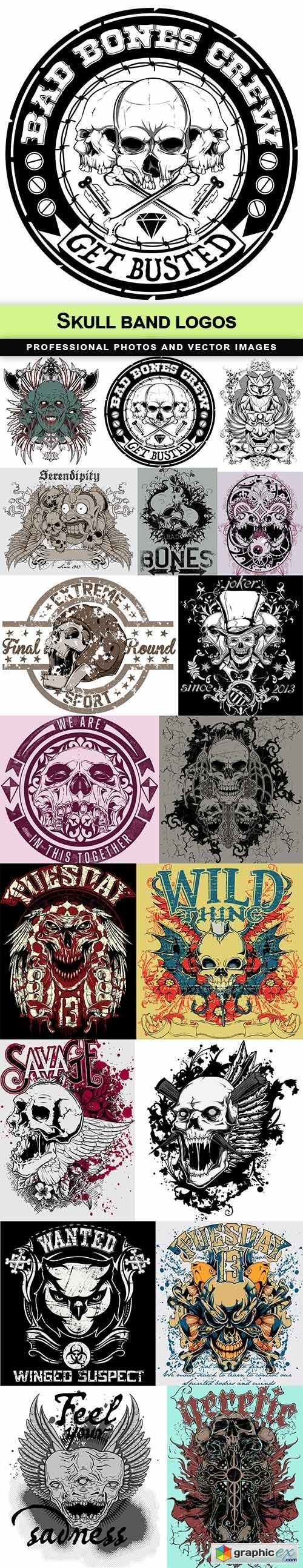 Skull band logos - 18 EPS