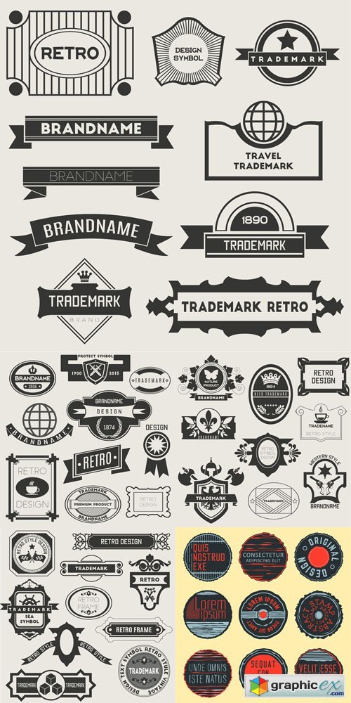 Retro Vintage Insignias or Logotypes Vector set