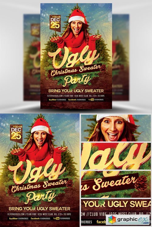 Ugly Sweater Christmas Flyer Template