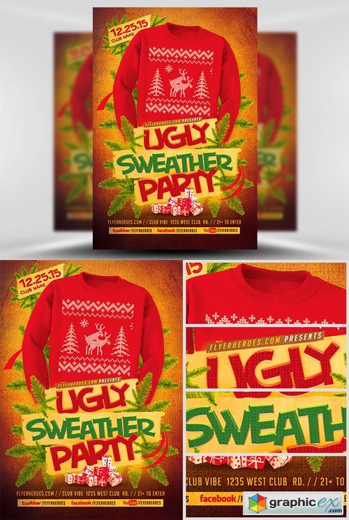 Ugly Sweater Flyer Template 2