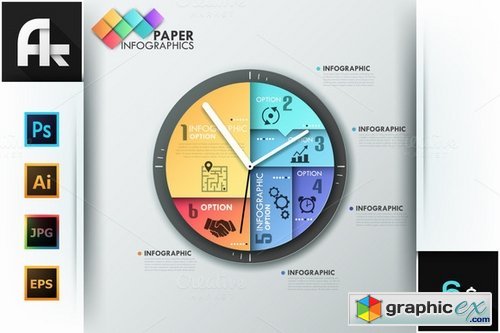 CM - Paper Infographic Clock Template 294984