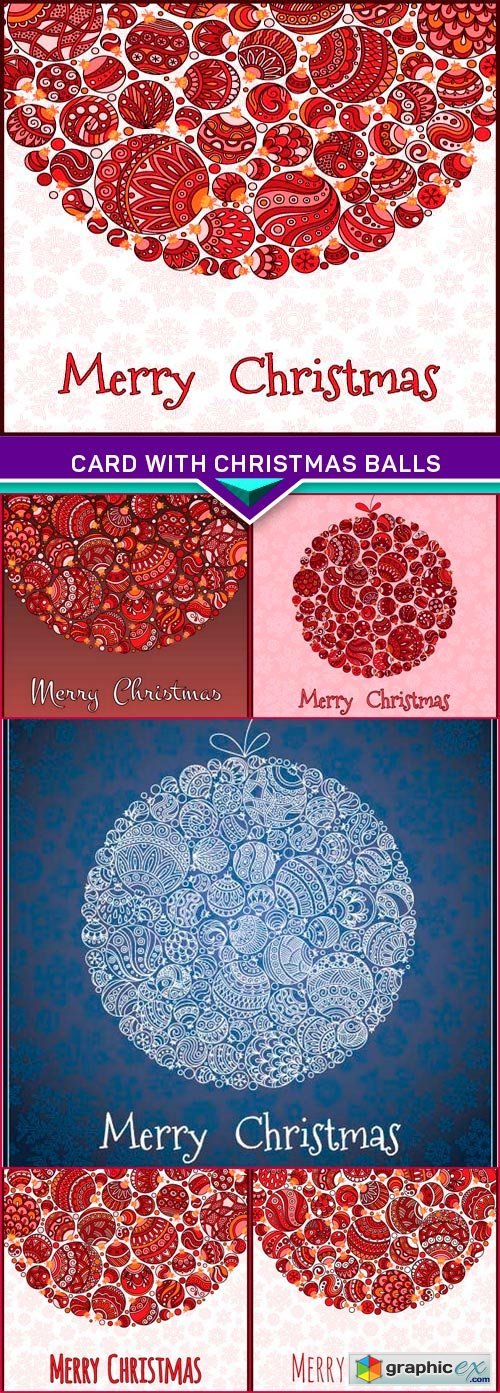  Card with christmas balls, vector illustration 6x EPS